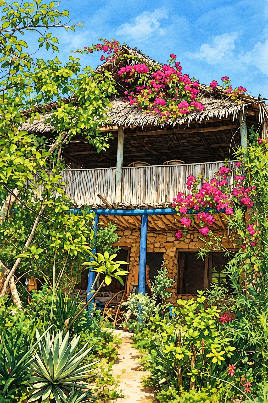 AI illustration based on a real photograph of the property โ Blue Monkey Beach Cottages AI illustration based on a real photograph of the property โ Blue Monkey Beach Cottages